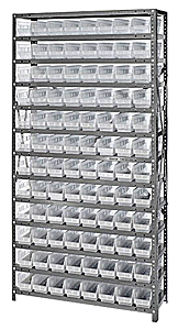 Shelf Bin Unit w/ 96 Economy Clear View Bins - 18" x 36" x 75"