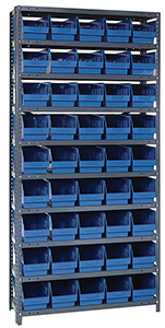 18d x 36w x 75h Steel Shelving - 13 Shelves & 60 QSB 104 Bins