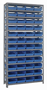 18d x 36w x 75h Steel Shelving - 13 Shelves & 48 QSB 108 Bins