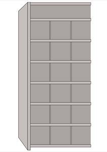 Metal Bin Shelving - Adder, 36"W x 12"D x 84"H, 19 Compartments