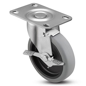 Swivel Caster with Side Lock - 4" x 0.94" TPR Wheel, 125 lb. Cap.