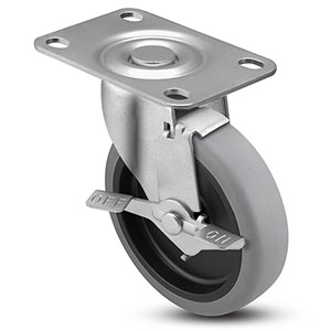 Swivel Caster with Side Lock - 5" x 0.94" TPR Wheel, 130 lb. Cap.