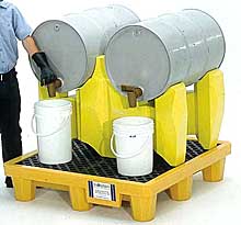 Spill Containment Drum Rack, 2-Drum, With Drain