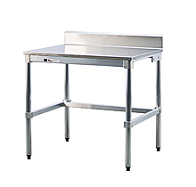 Stainless Steel Topped Table w/ Backsplash - 24"D x 34"H x 84"L