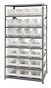 Heavy-Duty Steel Shelving w/ 24 Multi-size Clear View 24" Containers