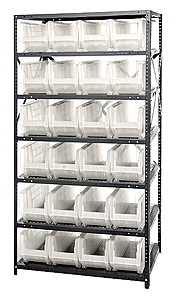 Heavy-Duty Steel Shelving w/ 24 Clear View 24" Containers - 7 Shelf