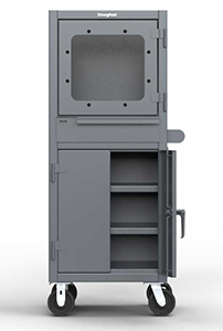 Mobile Computer Cabinet with Retractable Keyboard - 26"W x 24"D x 60"H