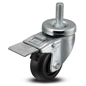 Swivel Stem Caster with Total Lock - 3" x 1.25" Polypropylene Wheel, 270 lb. Cap.