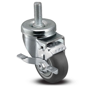 Swivel Stem Caster with Side Lock - 3" x 1.25" TPR Wheel, 210 lb. Cap.