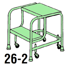 2 Step Diamond Plate Welded Steel Mobile Ladder Stand - 26"W x 24"D Platform