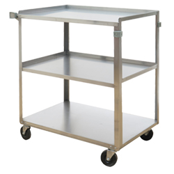 Stainless Steel Service Cart with Three Shelves - 17.625"L x 27.125"W