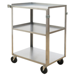 Stainless Steel Service Cart with Three Shelves - 15.75"L x 24"W