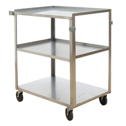 Stainless Steel Service Cart with Three Shelves - 18"L x 27.375"W