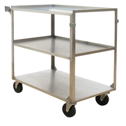 Stainless Steel Service Cart with Three Shelves - 21"L x 13.125"W