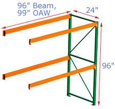 Pallet Rack Adder - 96w x 24d x 96h, 2 Beam Levels - 5080 Cap. Beams