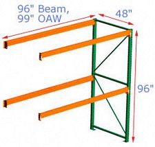 Pallet Rack Adder - 96w x 48d x 96h, 2 Beam Levels - 5080 Cap. Beams