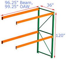 Bulk Rack Adder - 96.25w x 36d x 120h, 2 Beam Levels - 3155 Cap. Beams