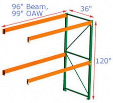 Pallet Rack Adder - 96w x 36d x 120h, 2 Beam Levels - 4000 Cap. Beams