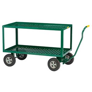5th Wheel Wagon - 24" x 36" Perforated Double Decks w/ Retaining Lips, 8" Solid Rubber Wheels, 1000 lb. Cap.