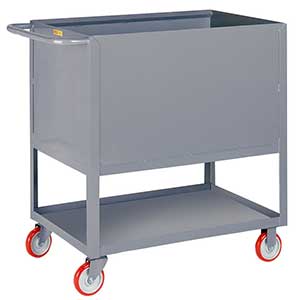 4-Sided Solid Box Truck - Raised Platform with Shelf, 24" x 48" Deck, 5" Poly Casters