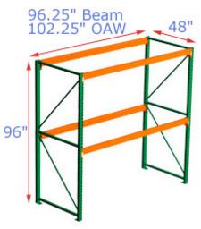Bulk Rack Starter - 96.25w x 48d x 96h, 2 Beam Levels - 3155 Cap. Beams