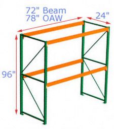 Pallet Rack Starter - 72w x 24d x 96h, 2 Beam Levels - 4000 Cap. Beams