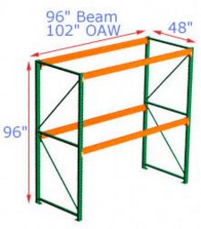 Pallet Rack Starter - 96w x 48d x 96h, 2 Beam Levels - 5080 Cap. Beams