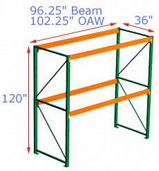Bulk Rack Starter - 96.25w x 36d x 120h, 2 Beam Levels - 3155 Cap. Beams