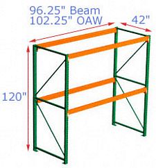 Bulk Rack Starter - 96.25w x 42d x 120h, 2 Beam Levels - 3155 Cap. Beams