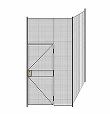 2-Wall Welded Wire Partition - 5'6" x 5'4" x 10'5-1/4"H - 3' Hinged Gate