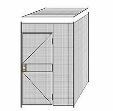 2-Wall Welded Wire Partition w/ Ceiling - 5'6" x 5'4" x 8'5-1/4"H - 3' Hinged Gate