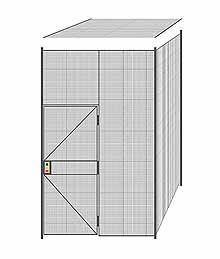 2-Wall Welded Wire Partition w/ Ceiling - 6'6" x 6'4" x 10'5-1/4"H - 3' Hinged Gate