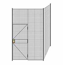2-Wall Welded Wire Partition - 6'6" x 6'4" x 10'5-1/4"H - 3' Hinged Gate