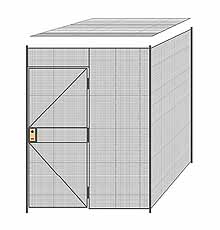2-Wall Welded Wire Partition w/ Ceiling - 6'6" x 6'4" x 8'5-1/4"H - 3' Hinged Gate