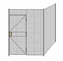 2-Wall Welded Wire Partition - 6'6" x 6'4" x 8'5-1/4"H - 3' Hinged Gate