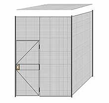 2-Wall Welded Wire Partition w/ Ceiling - 7'6" x 7'4" x 10'5-1/4"H - 3' Hinged Gate