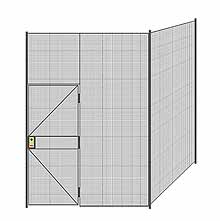 2-Wall Welded Wire Partition - 7'6" x 7'4" x 10'5-1/4"H - 3' Hinged Gate
