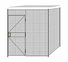 2-Wall Welded Wire Partition w/ Ceiling - 7'6" x 7'4" x 8'5-1/4"H - 3' Hinged Gate