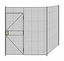 2-Wall Welded Wire Partition - 7'6" x 7'4" x 8'5-1/4"H - 3' Hinged Gate