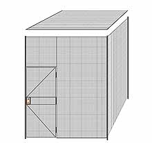 2-Wall Welded Wire Partition w/ Ceiling - 8'6" x 8'4" x 10'5-1/4"H - 3' Hinged Gate