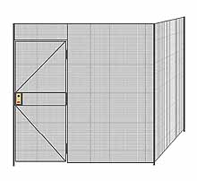 2-Wall Welded Wire Partition - 8'6" x 8'4" x 8'5-1/4"H - 3' Hinged Gate