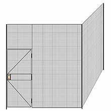 2-Wall Welded Wire Partition - 9'6" x 9'4" x 10'5-1/4"H - 3' Hinged Gate