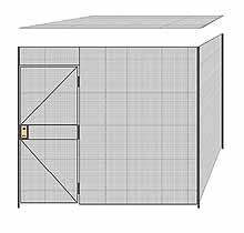 2-Wall Welded Wire Partition w/ Ceiling - 9'6" x 9'4" x 8'5-1/4"H - 3' Hinged Gate