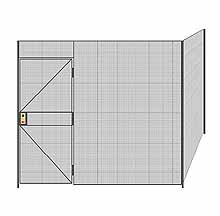 2-Wall Welded Wire Partition - 9'6" x 9'4" x 8'5-1/4"H - 3' Hinged Gate
