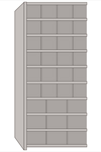 Metal Bin Shelving - Adder, 36"W x 18"D x 84"H, 33 Compartments
