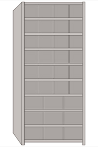 Metal Bin Shelving - Starter, 36"W x 24"D x 84"H, 33 Compartments
