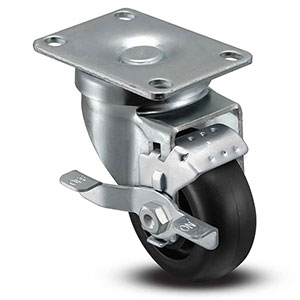 Swivel Caster with Side Lock - 3" x 1.25" Polypropylene Wheel, 270 lb. Cap.