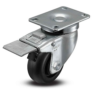 Swivel Caster with Total Lock - 3" x 1.25" Polypropylene Wheel, 270 lb. Cap.