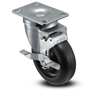 Swivel Caster with Side Lock - 4" x 1.25" Polypropylene Wheel, 300 lb. Cap.