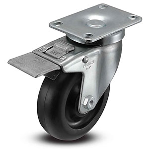 Swivel Caster with Total Lock - 4" x 1.25" Polypropylene Wheel, 300 lb. Cap.